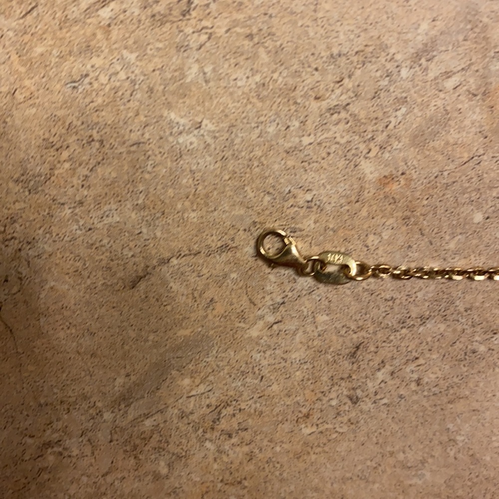 14k SOLID GOLD diamond cut oval chain anklet - Picture 3 of 3